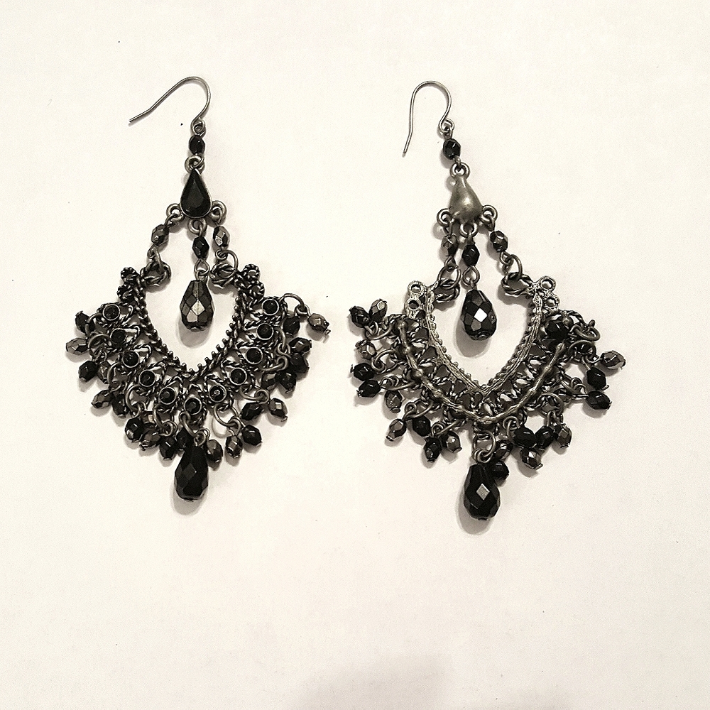 Black & Silver Chandelier Earrings